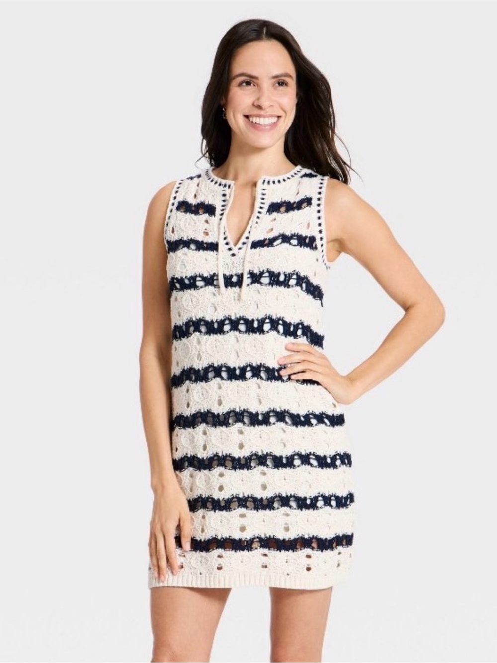 Blue & White striped sweater mini dress